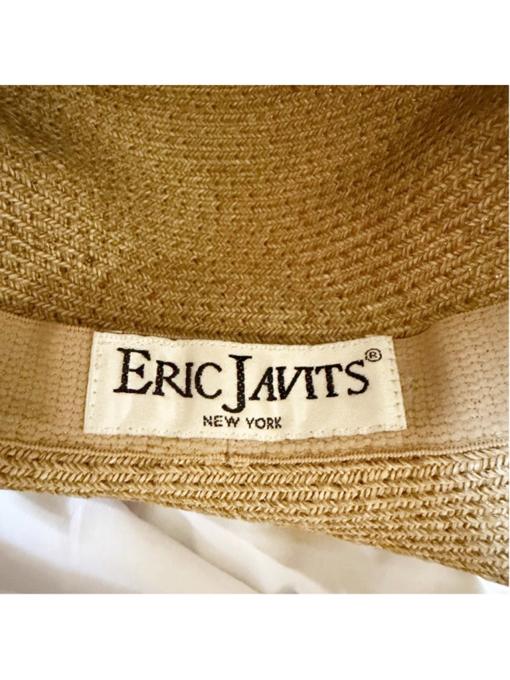 Eric Javits Squishee Raffia Sun Hat Natural Tan Wide Brim Packable Beachy Resort - Picture 8 of 10